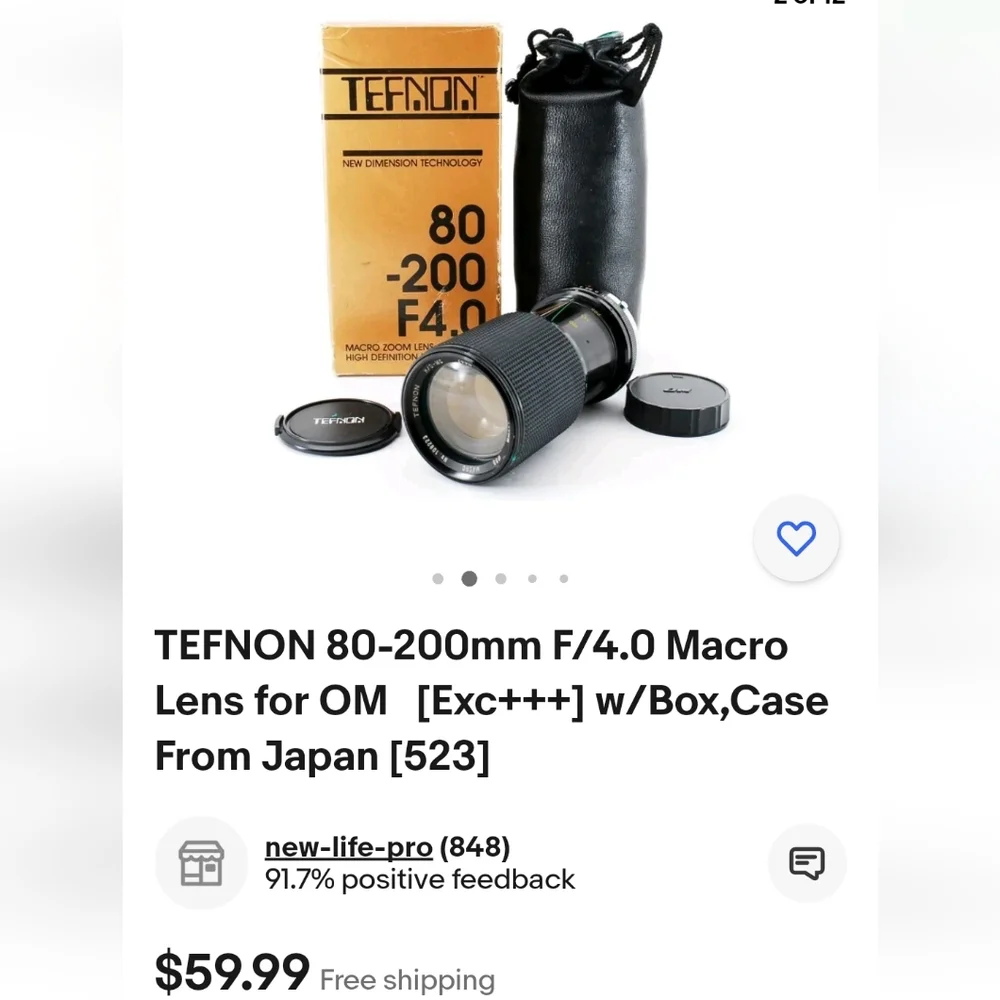 TEFNON 80-200mm F/4.0 MacroLens for OM [Exc+++] w/Box,CaseFrom Japan [523]